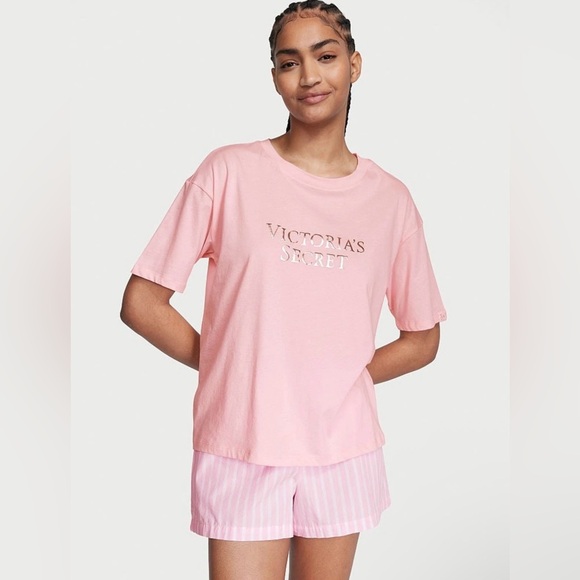 Victoria's Secret Cotton Short Tee-Jama Set Pretty Pink Size XL - Picture 1 of 8